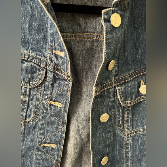 TEAM TACTICS VTG Cropped Denim button front vest. No size tag. - Picture 2 of 7